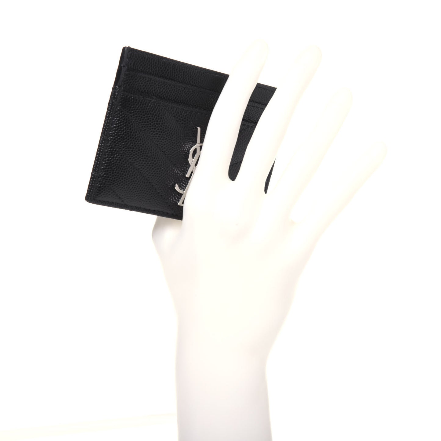 Grain De Poudre Matelasse Chevron Monogram Credit Card Case Black