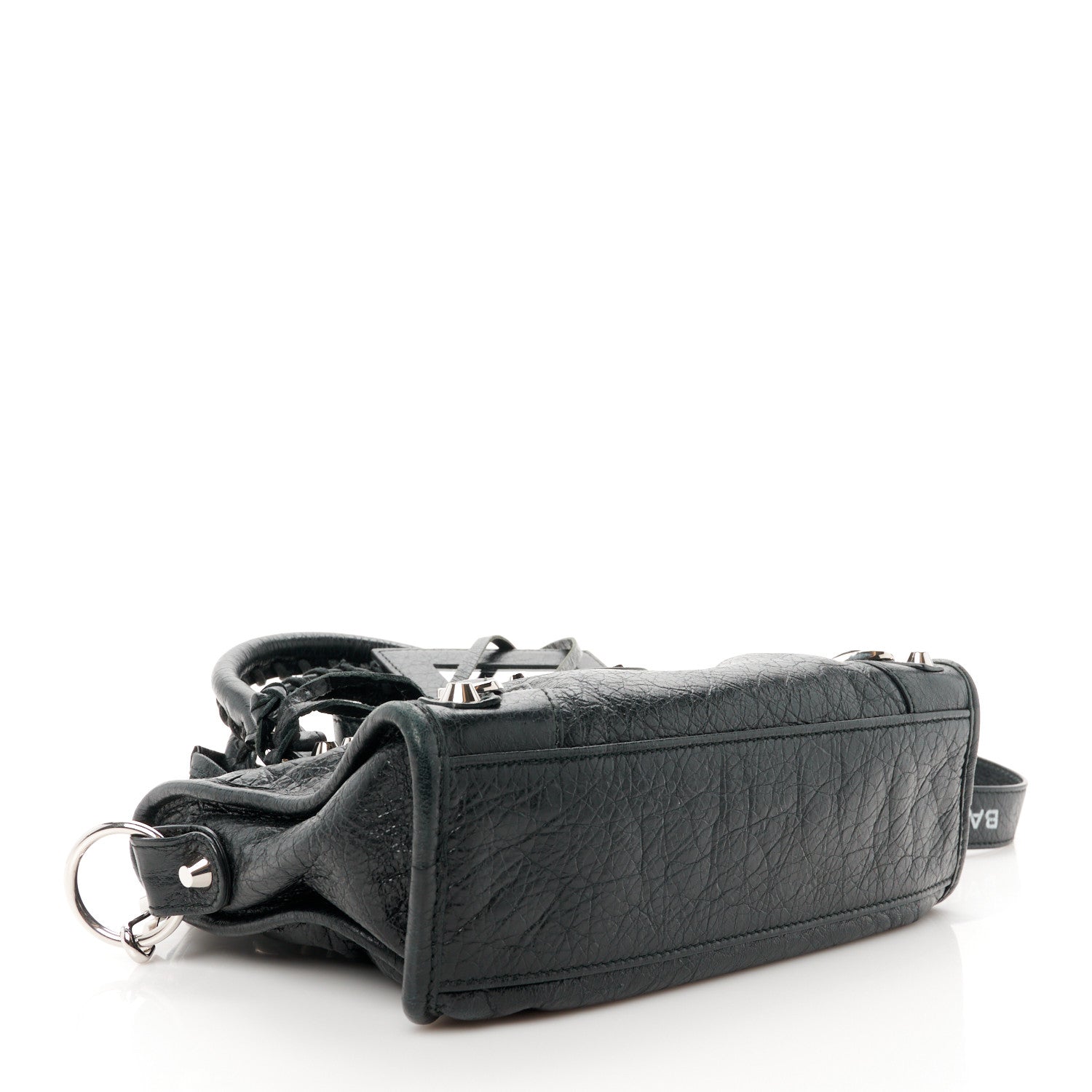 Balenciaga Agneau Classic Silver Hardware Mini City Logo Strap Black White 5 of 11