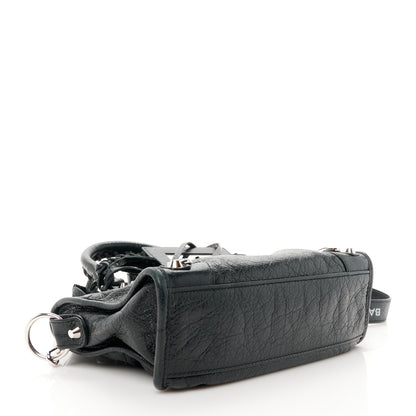 Balenciaga Agneau Classic Silver Hardware Mini City Logo Strap Black White 5 of 11