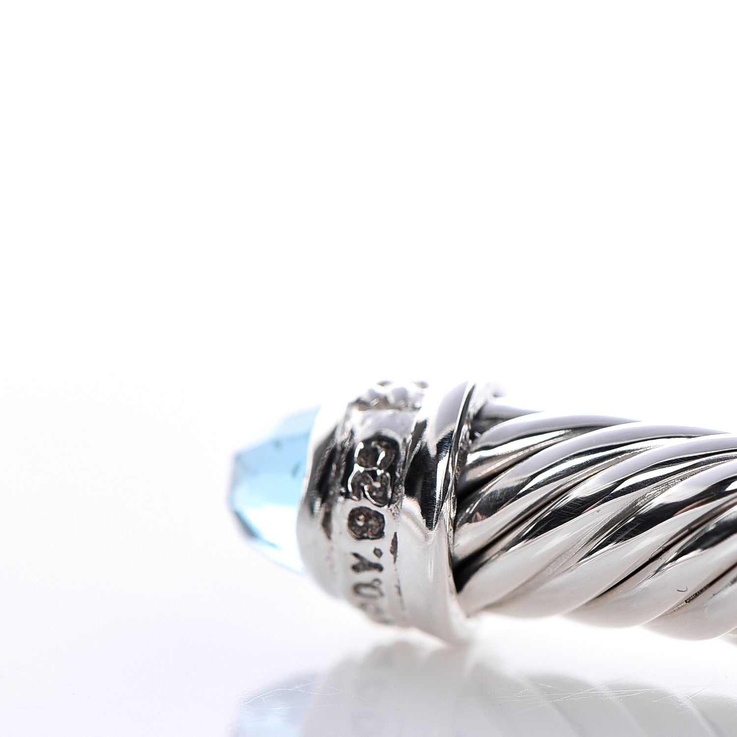 David Yurman Sterling Silver Diamond Blue Topaz 5mm Cable Classics Bracelet 5 of 6