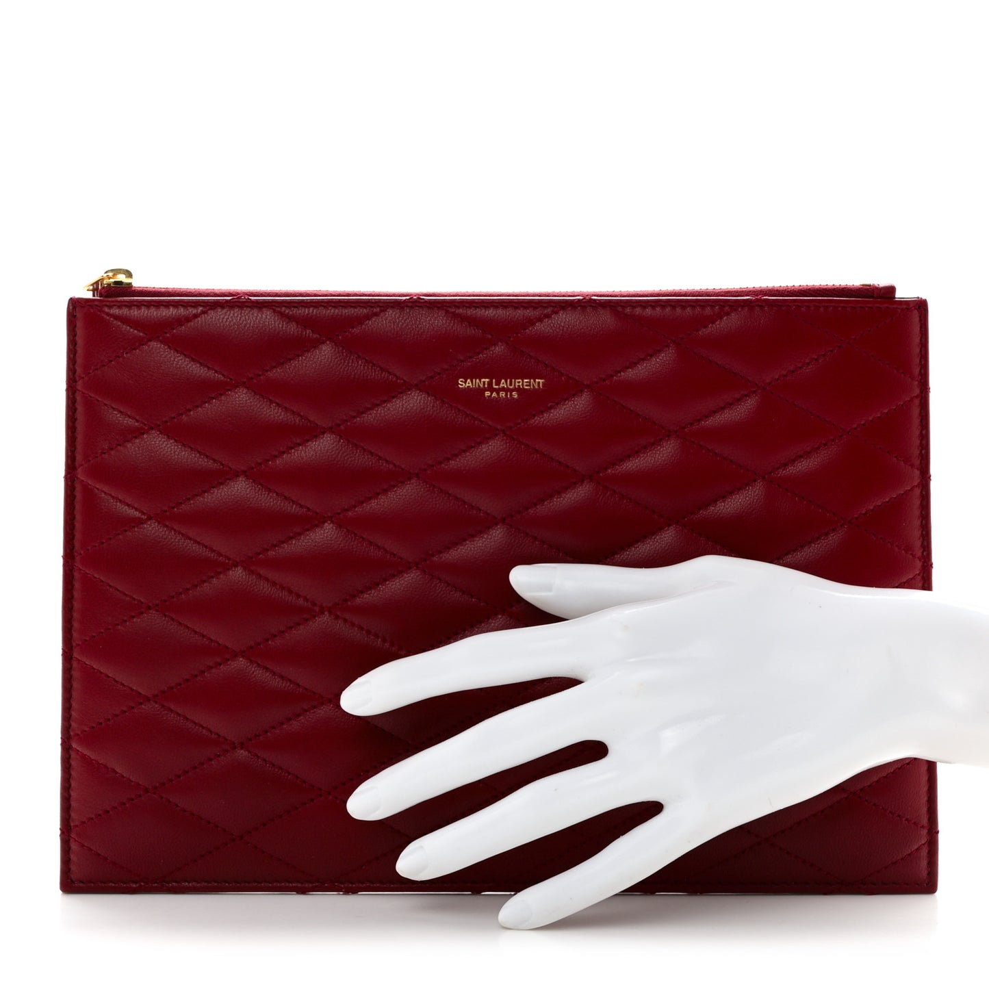 Lambskin Monogram Sade Zip Pouch Rouge Opyum