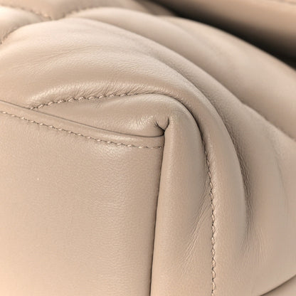 Saint Laurent Lambskin Quilted Small Loulou Puffer Monogram Chain Satchel Dark Beige 9 of 9