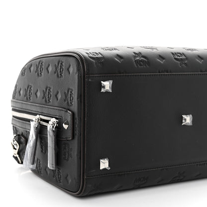 MCM Calfskin Ottomar Monogram Medium Essential Boston Bag Black 8 of 9