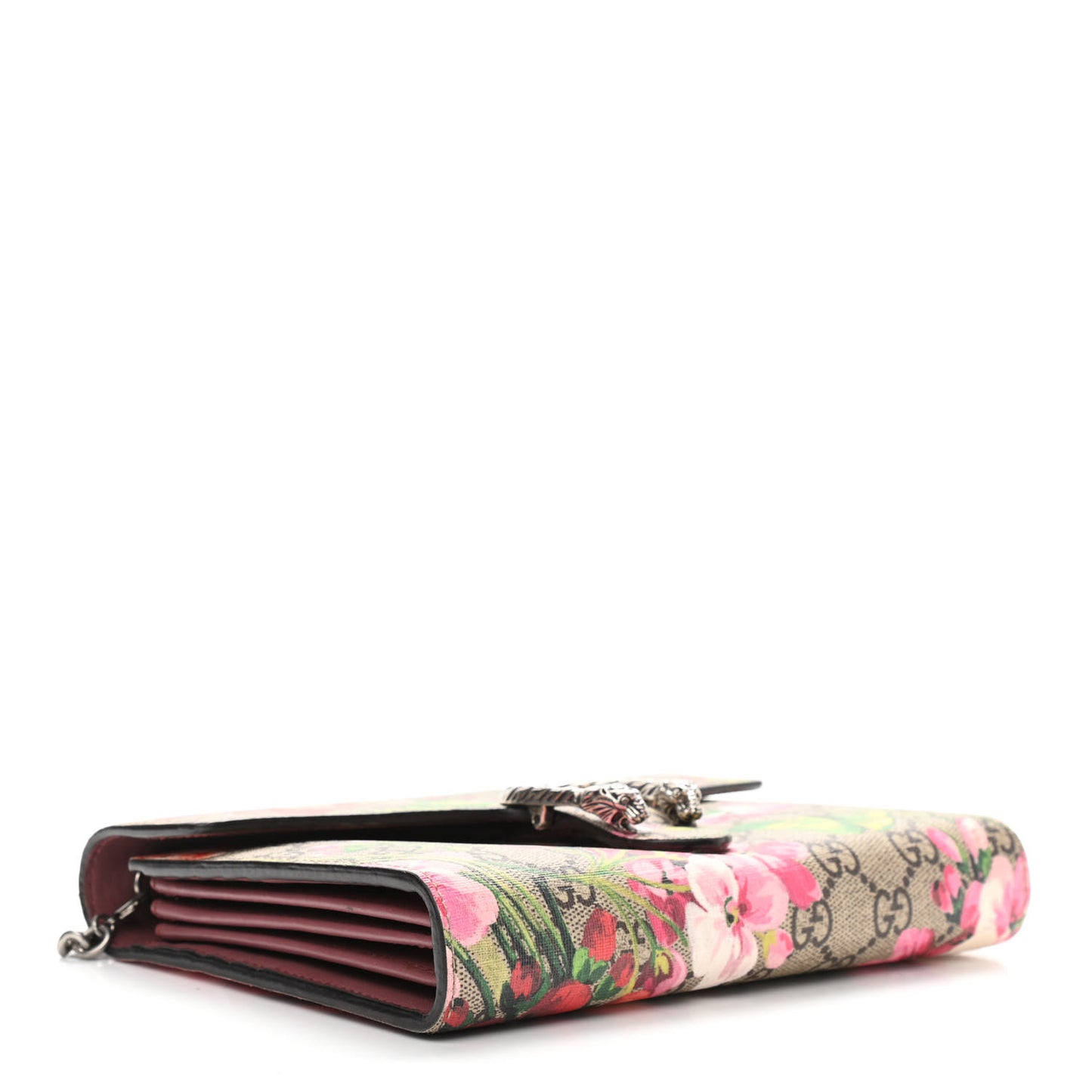 GG Supreme Monogram Blooms Mini Dionysus Chain Wallet Beige Multicolor Dry Rose