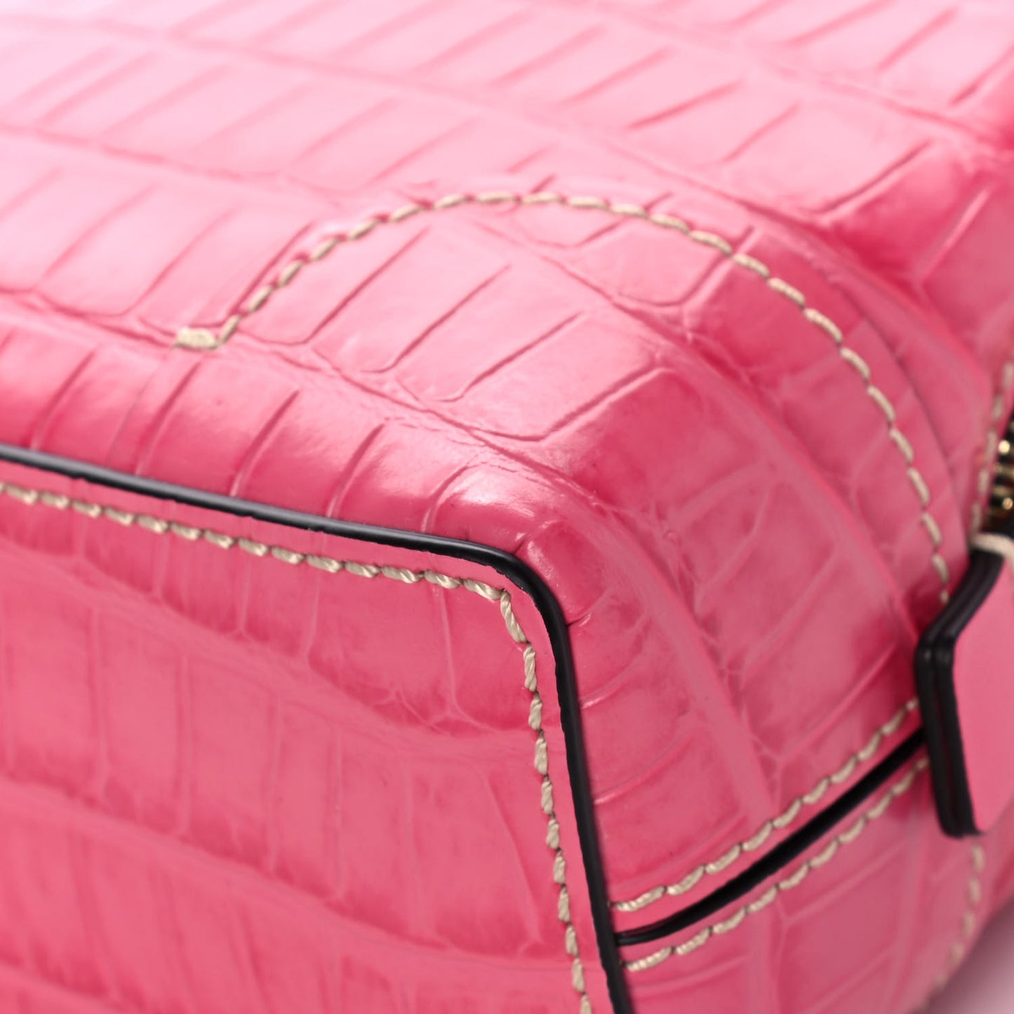 Crocodile Embossed Mini Daria Chain Bag Hot Pink