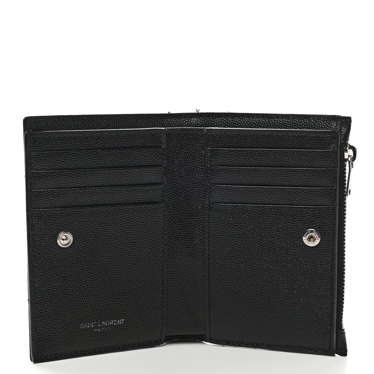 Grain De Poudre Matelasse Chevron Monogram Zipped Two-Part Wallet Black