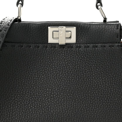 Fendi Cuoio Romano Selleria Bi-Color Mini Peekaboo Iconic Satchel Black Mou 10 of 12