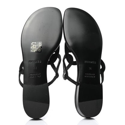 Hermes Nappa Womens Beach Sandals 36 Black 4 of 4