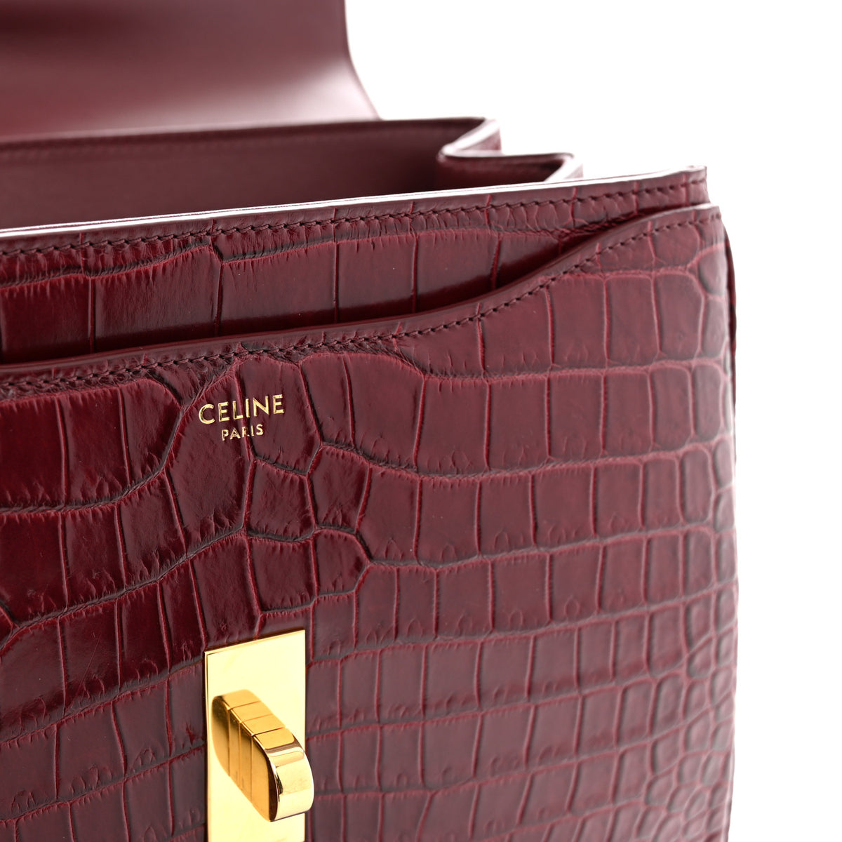Celine Crocodile Small 16 Top Handle Bag Light Burgundy 6 of 12