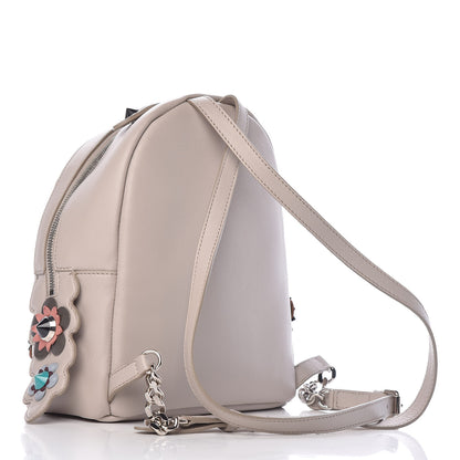 Fendi Vitello Dolce Flowerland Studded Mini Backpack Grigio Polvere Multicolor 3 of 11