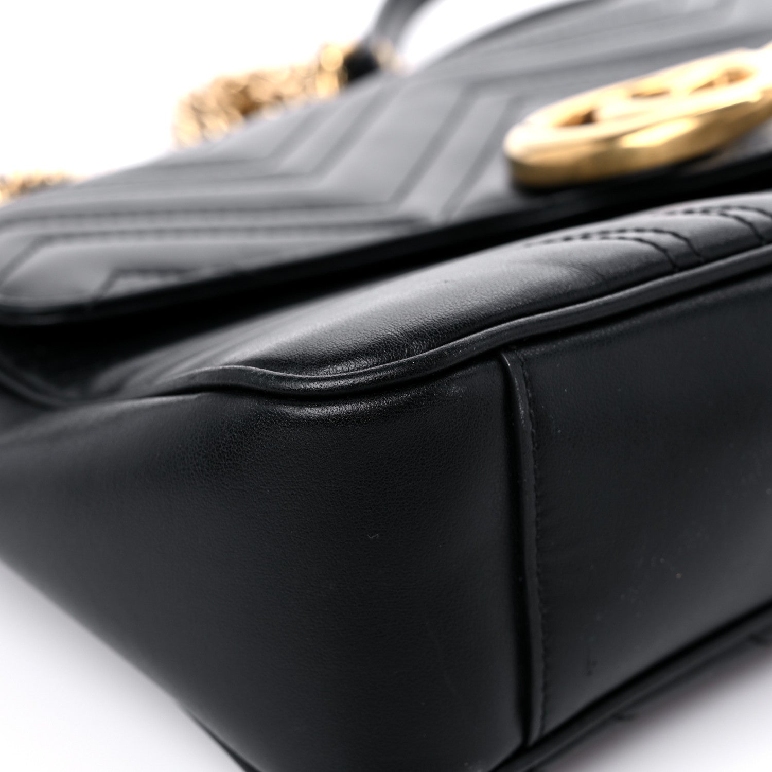 Gucci Calfskin Matelasse Medium GG Marmont Shoulder Bag Black 9 of 15