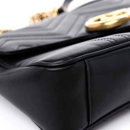 Gucci Calfskin Matelasse Medium GG Marmont Shoulder Bag Black 9 of 15