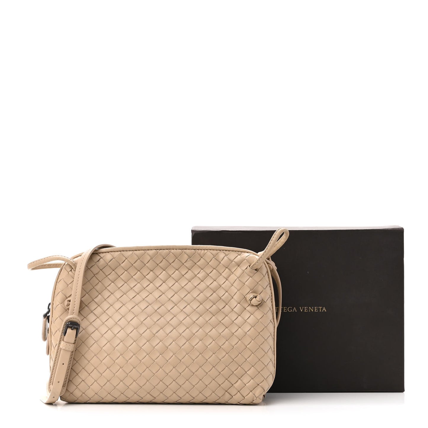 Nappa Intrecciato Nodini Crossbody Messenger Nude