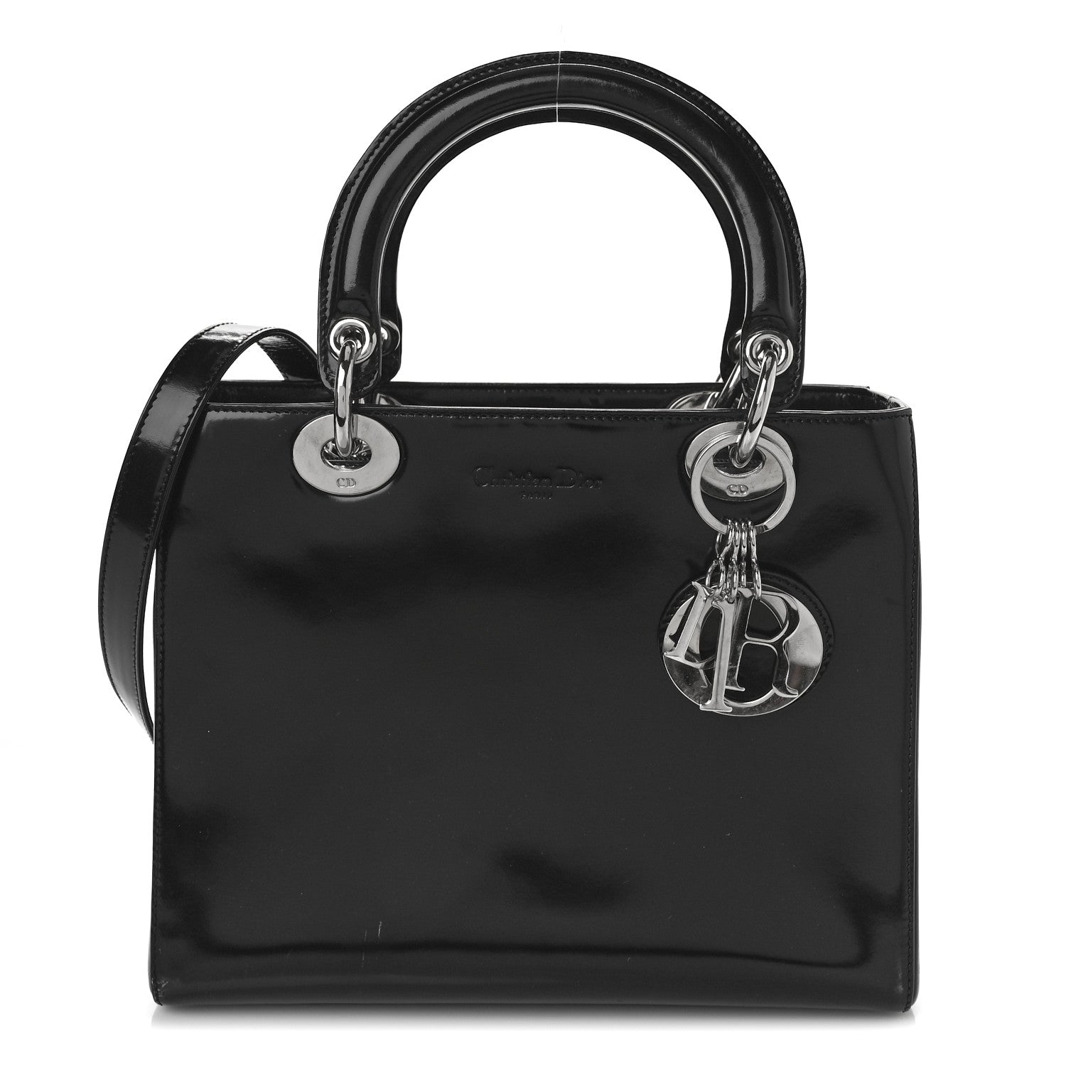 Christian Dior Glazed Calfskin Medium Lady Dior Black 1 of 10