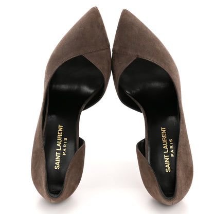 Saint Laurent Suede Janis 105 D'Orsay Pumps 38 Road Grey 2 of 10