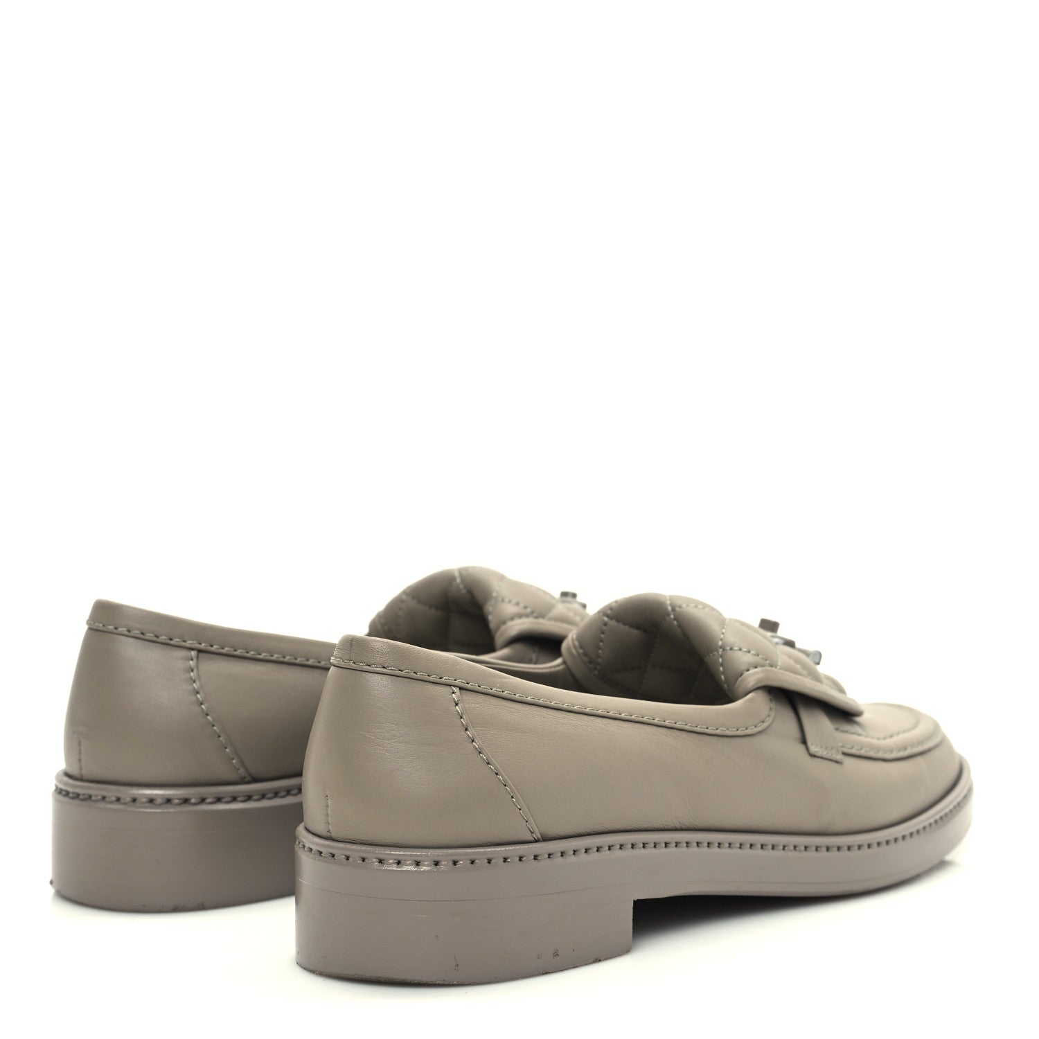 Chanel Shiny Lambskin Quilted CC Turnlock Loafers 38.5 Grey 5 of 11