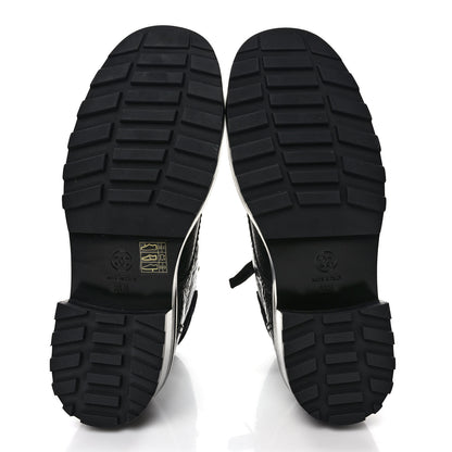 Chanel Shiny Calfskin Velvet Pearl Combat Short Boots 38.5 Black 5 of 8