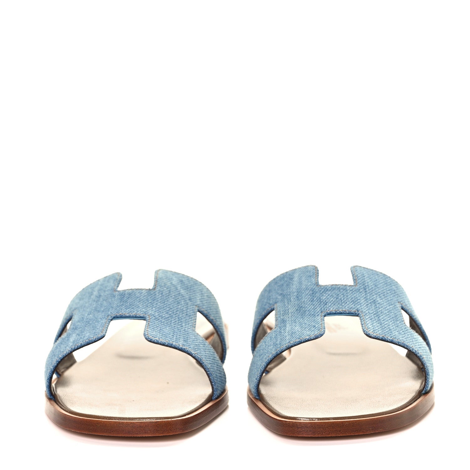 Hermes Denim Canvas Oran Sandals 37 Bleu Clair 2 of 9