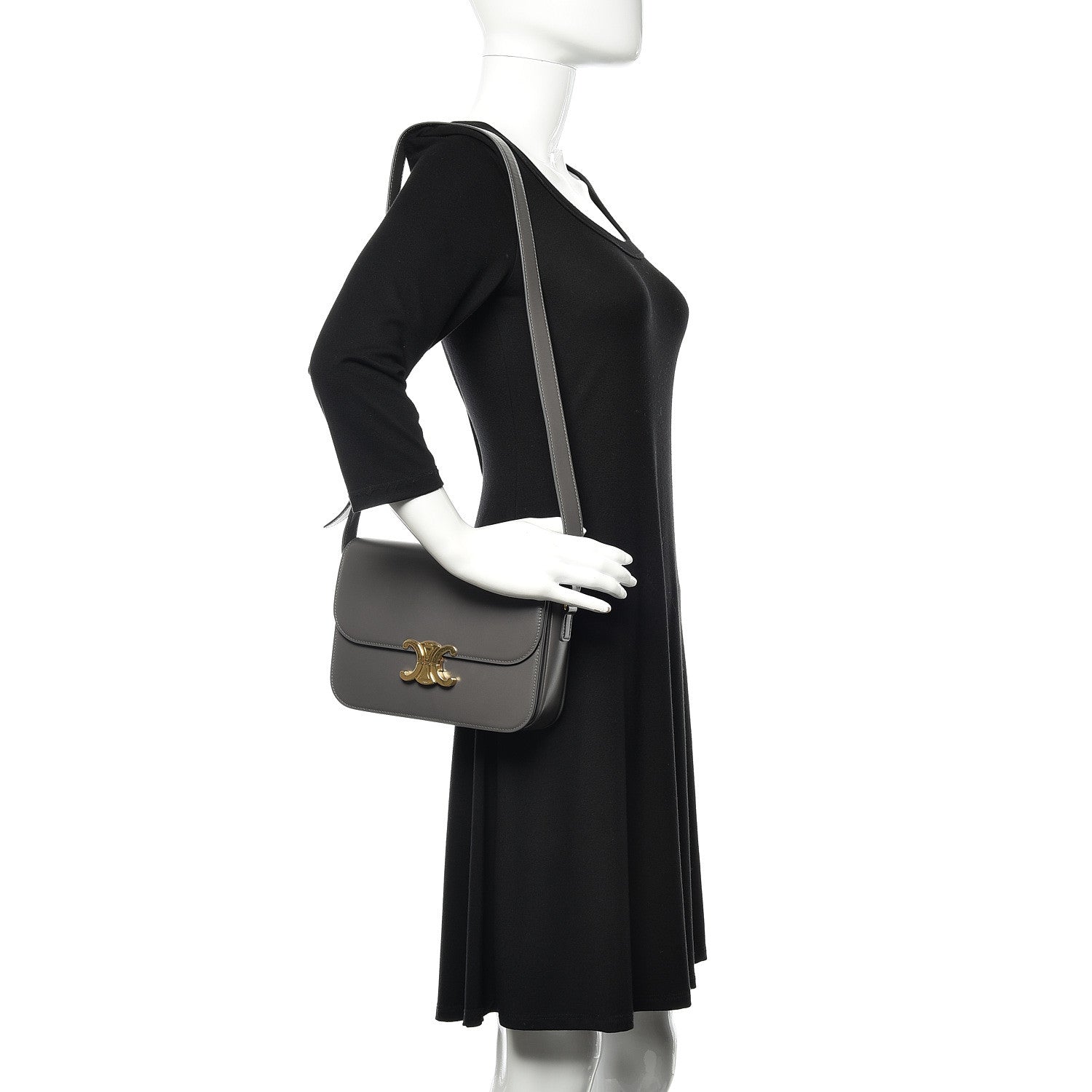 Celine Shiny Calfskin Medium Triomphe Grey 2 of 9