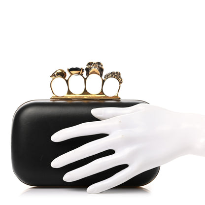 Alexander McQueen Nappa Skull Knuckle Duster Box Clutch Black 2 of 7