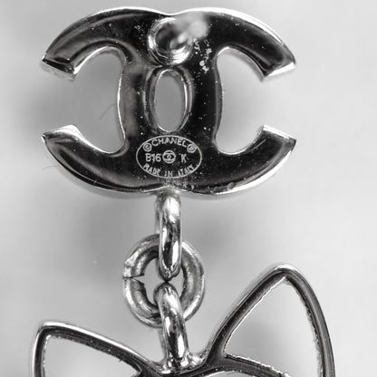 Chanel Crystal Emoji Choupette Cat CC Earrings Silver 4 of 5
