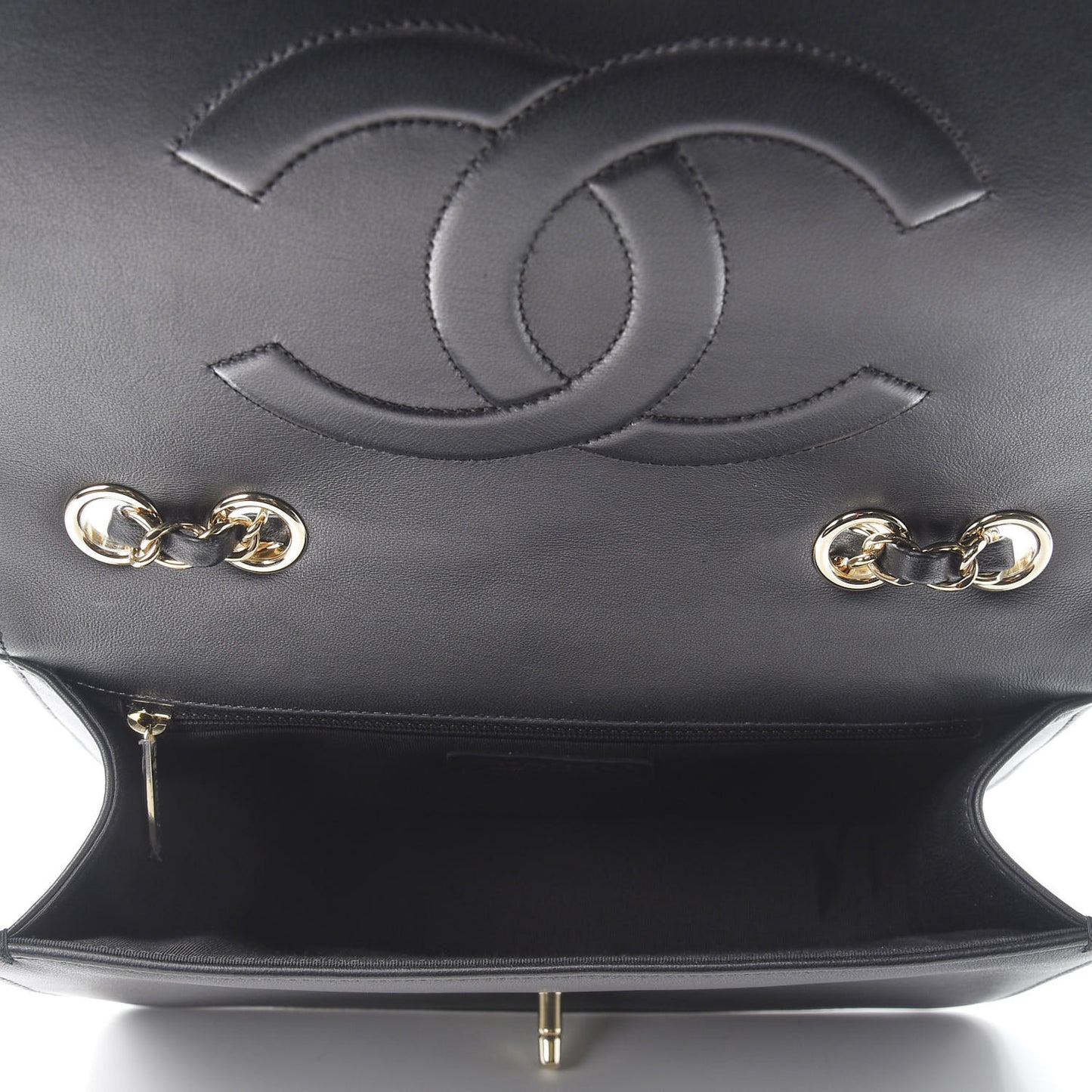 Lambskin Chevron Quilted Flap Black