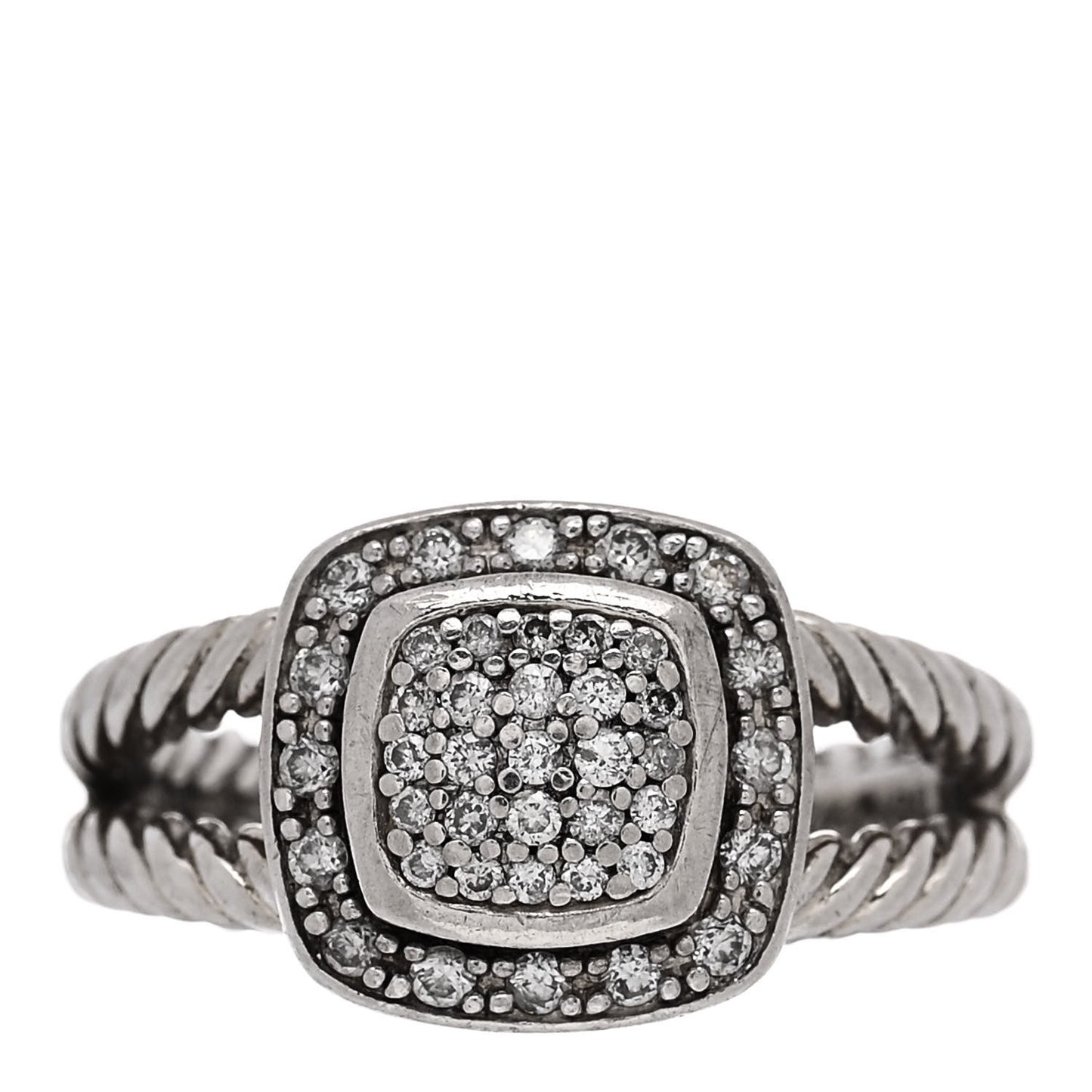 Sterling Silver Diamond 7mm Petite Albion Pave Ring 52 6