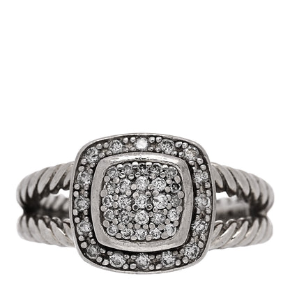 David Yurman Sterling Silver Diamond 7mm Petite Albion Pave Ring 52 6 1 of 5
