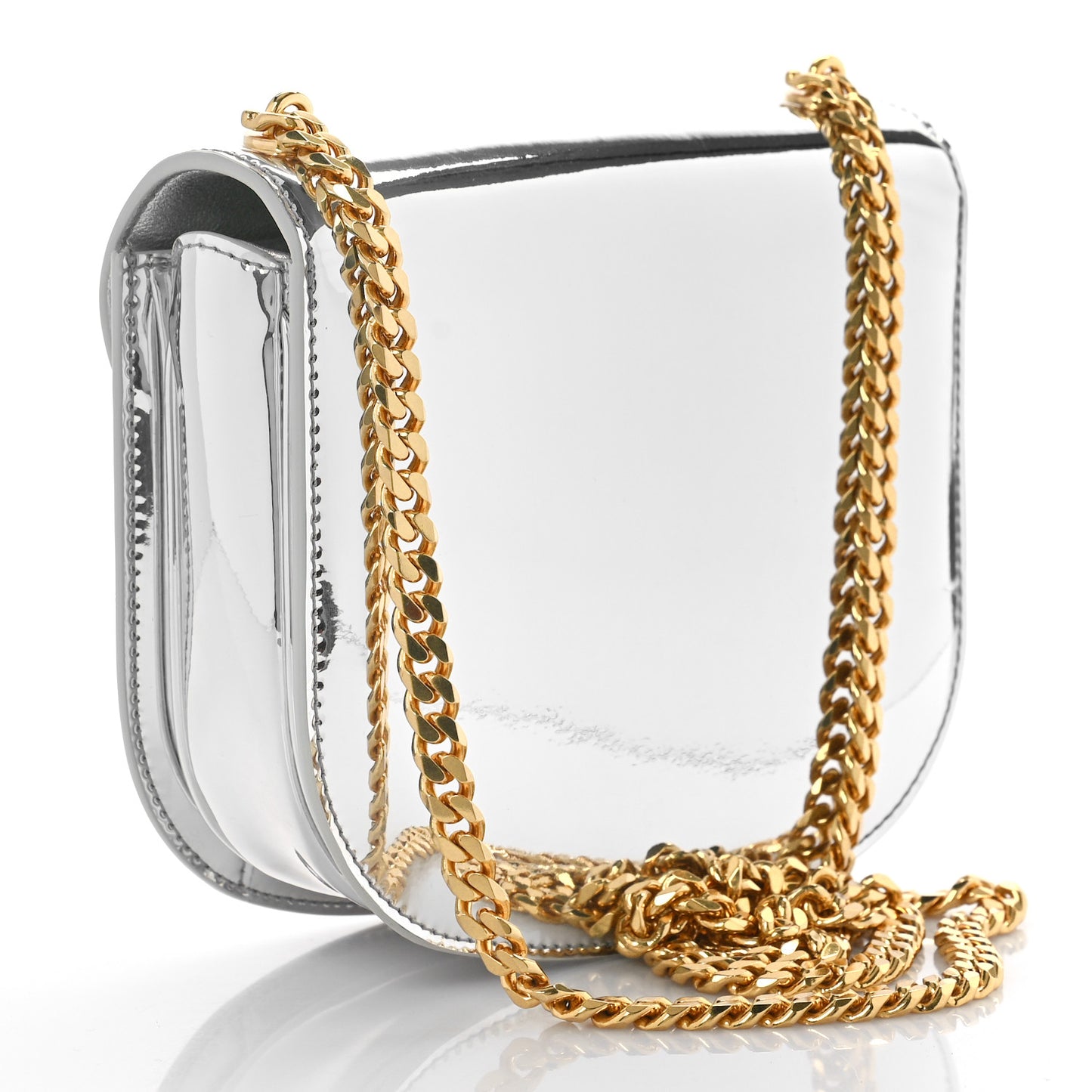 Mirror Calfskin Teen Besace Chain Triomphe Silver
