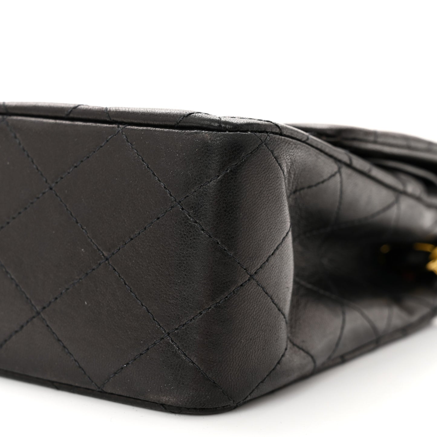 Lambskin Quilted Medium Double Flap Black