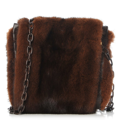 Nancy Gonzalez Fox Fur Crocodile Shoulder Bag Chocolate 1 of 6
