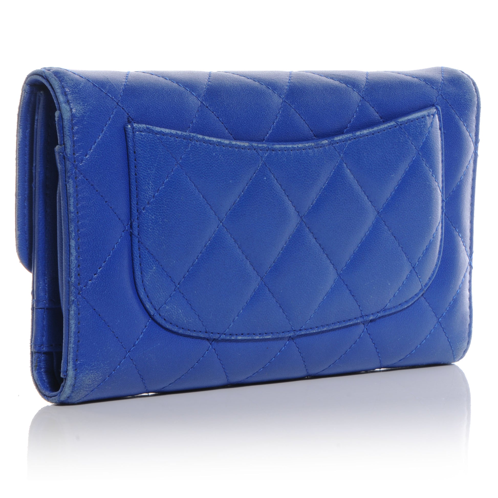 Chanel Lambskin Quilted Large Flap Wallet Dark Blue 3 of 9
