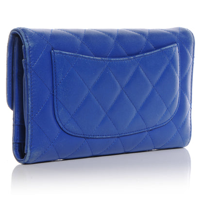 Chanel Lambskin Quilted Large Flap Wallet Dark Blue 3 of 9