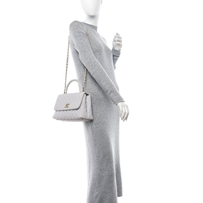 Chanel Caviar Quilted Small Coco Handle Flap Light Grey 2 of 12