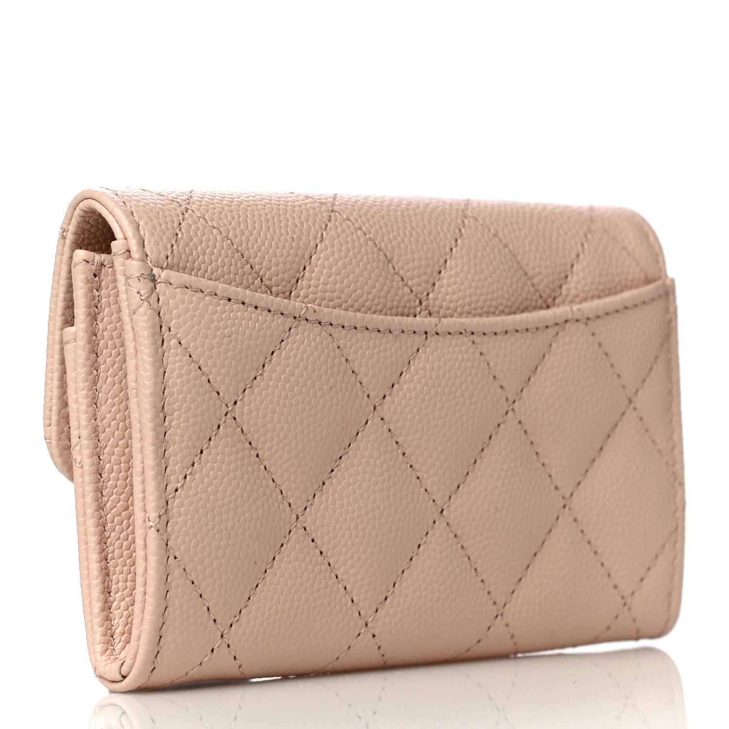 Chanel Caviar Quilted Flap Card Holder Wallet Beige 3 of 12