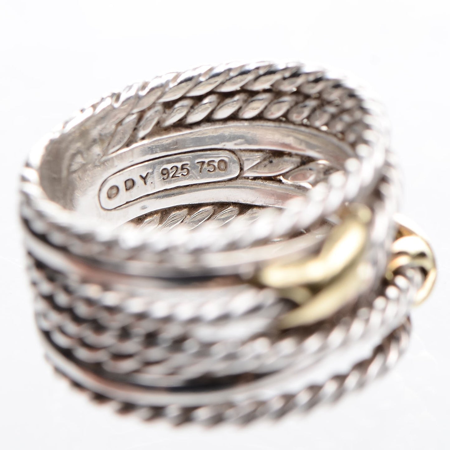 Sterling Silver 18K Yellow Gold 14mm Double X Crossover Ring 49.5 5