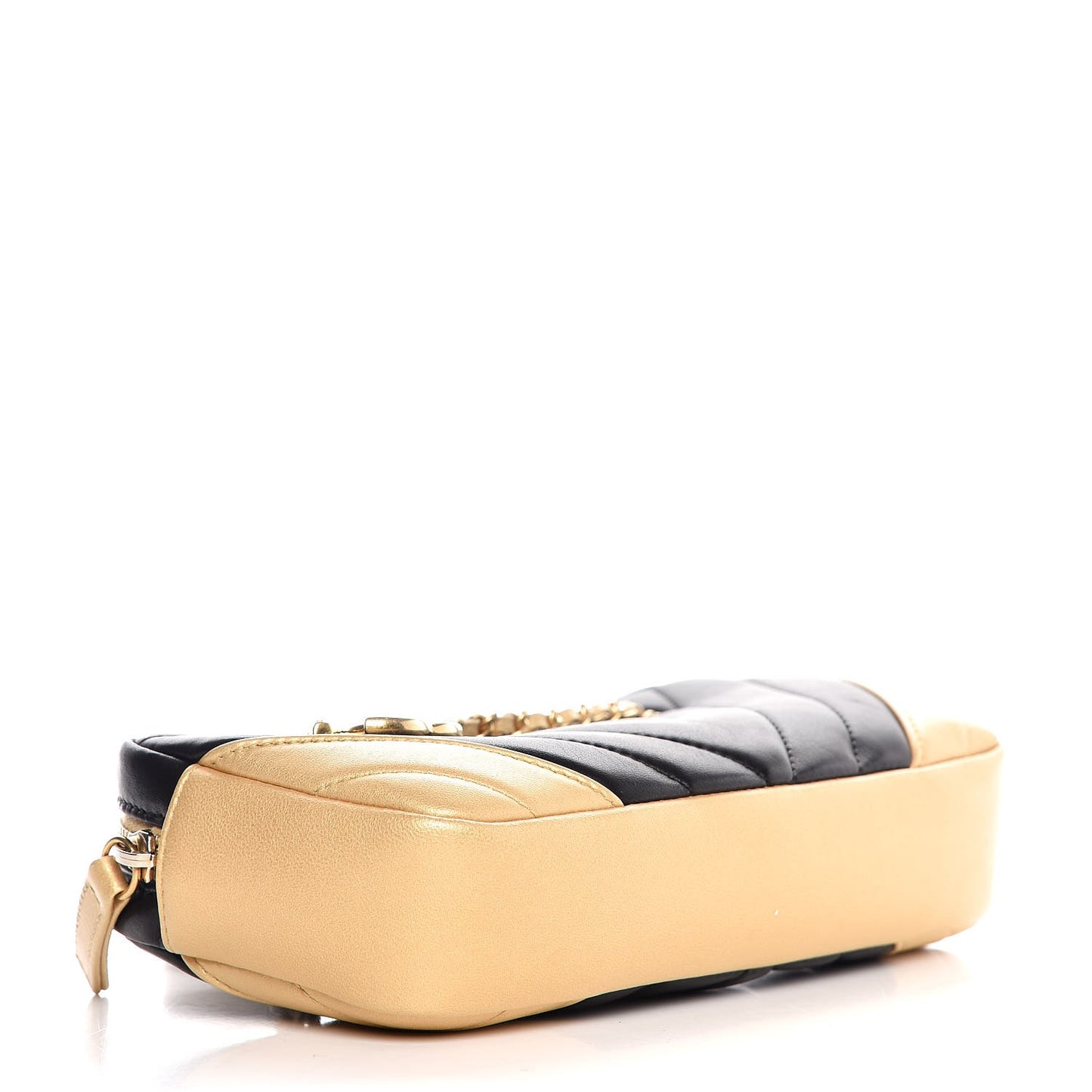 Lambskin Sheepskin Chevron Camera Case Black Gold