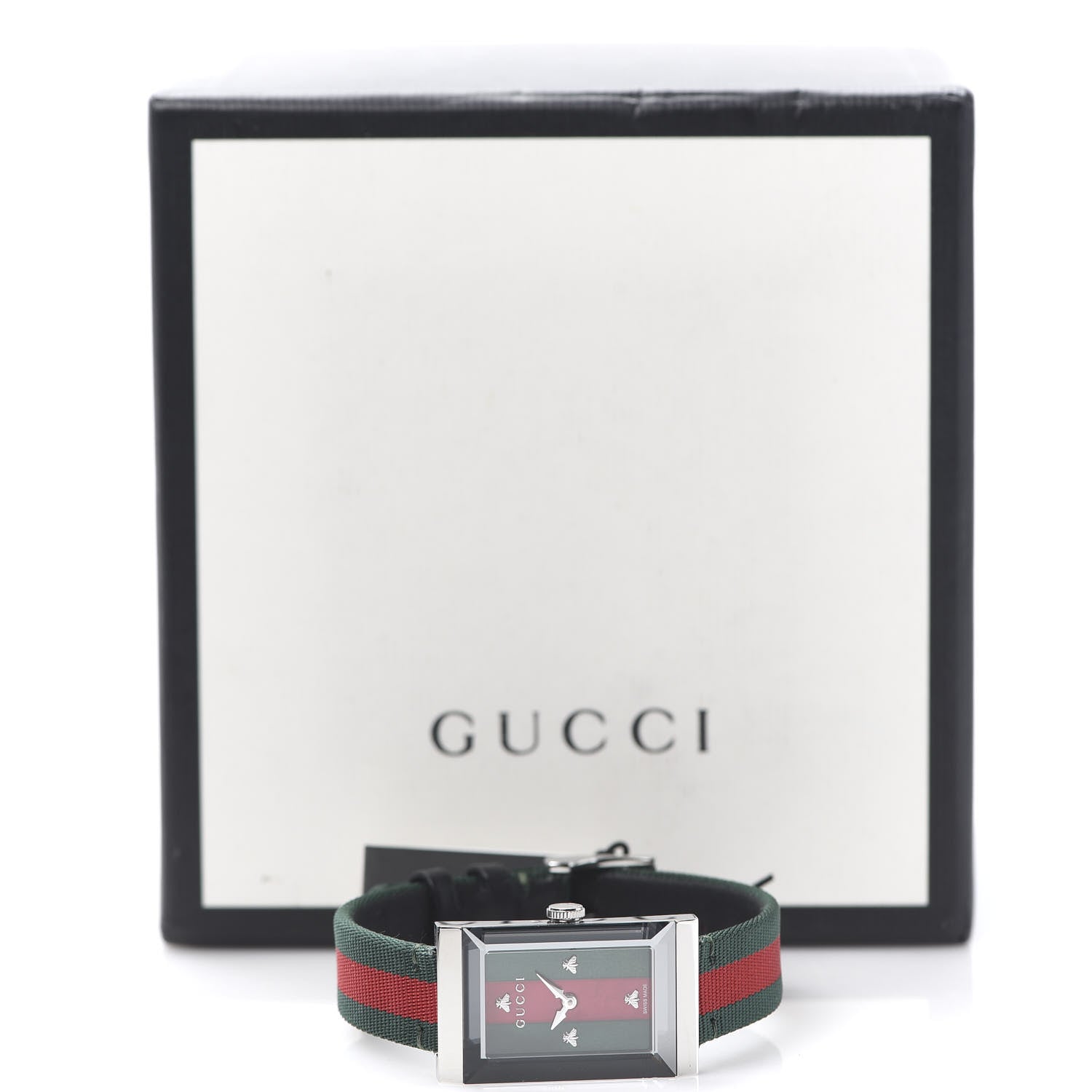 Gucci Stainless Steel Nylon Mother of Pearl 21mm Web G-Frame Quartz Watch Green 6 of 6
