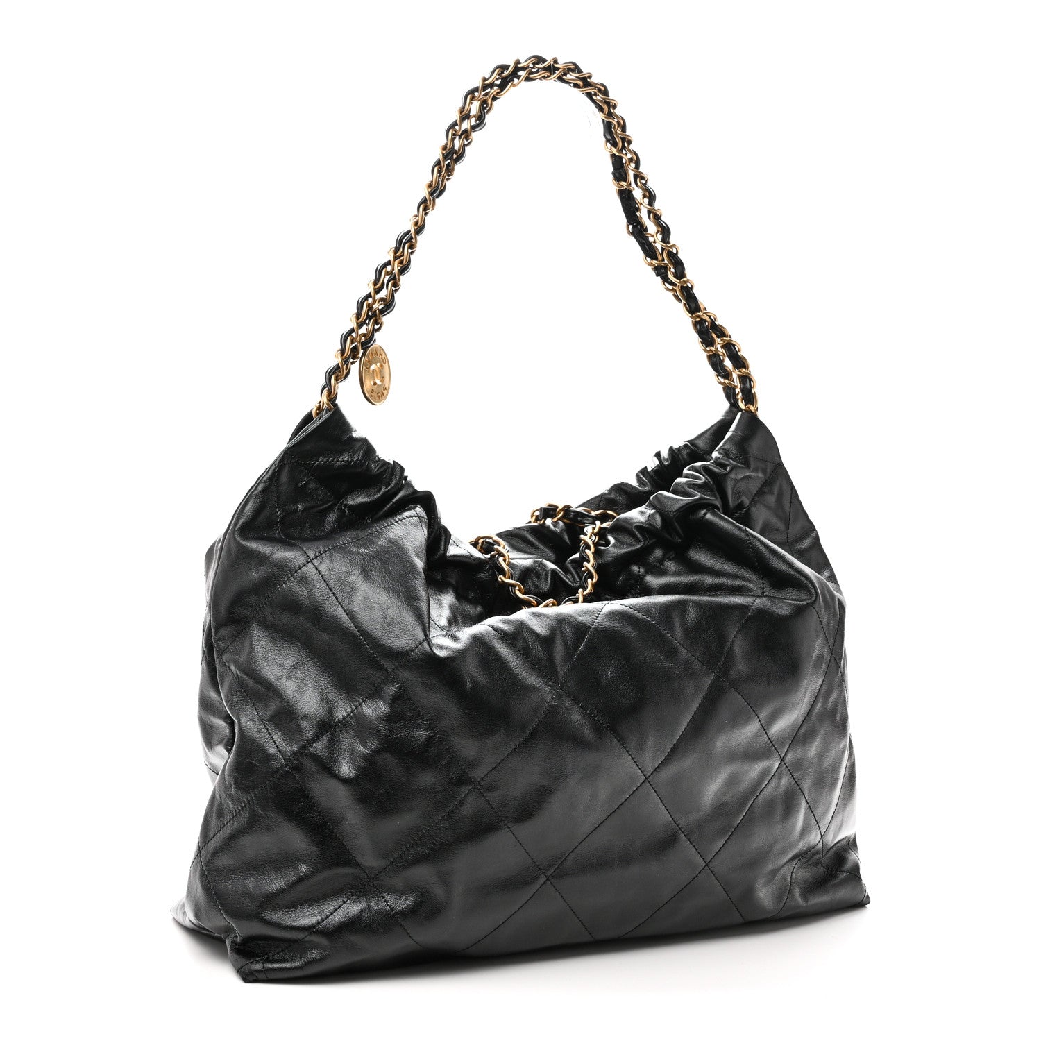 Chanel Shiny Calfskin Quilted Large Chanel 22 East West  Black 4 of 10