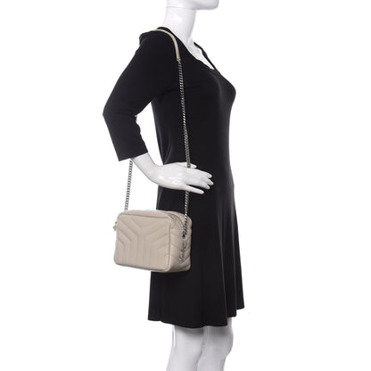 Saint Laurent Calfskin Y Quilted Monogram Small Loulou Bowling Bag Ivory 2 of 10
