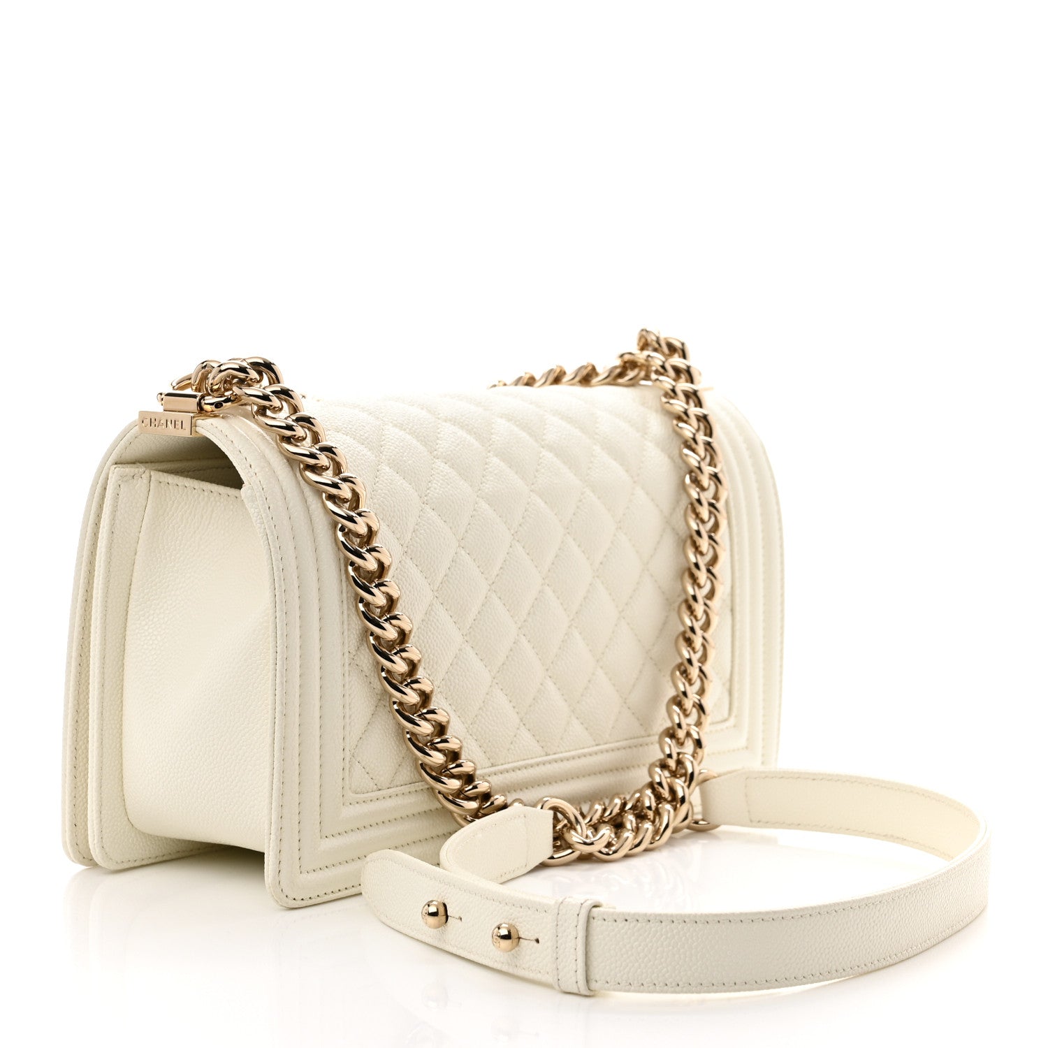Chanel Caviar Quilted Medium Boy Flap White 3 of 10