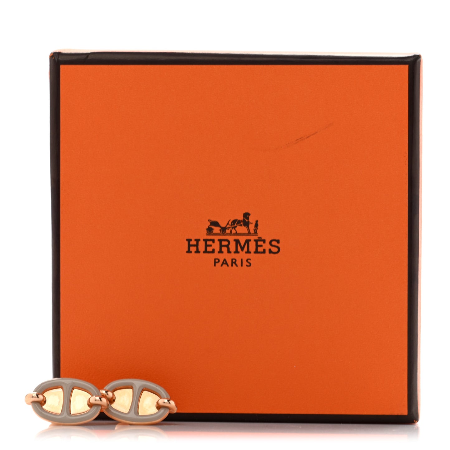 Enamel Mini Maillon Earrings Marron Glace