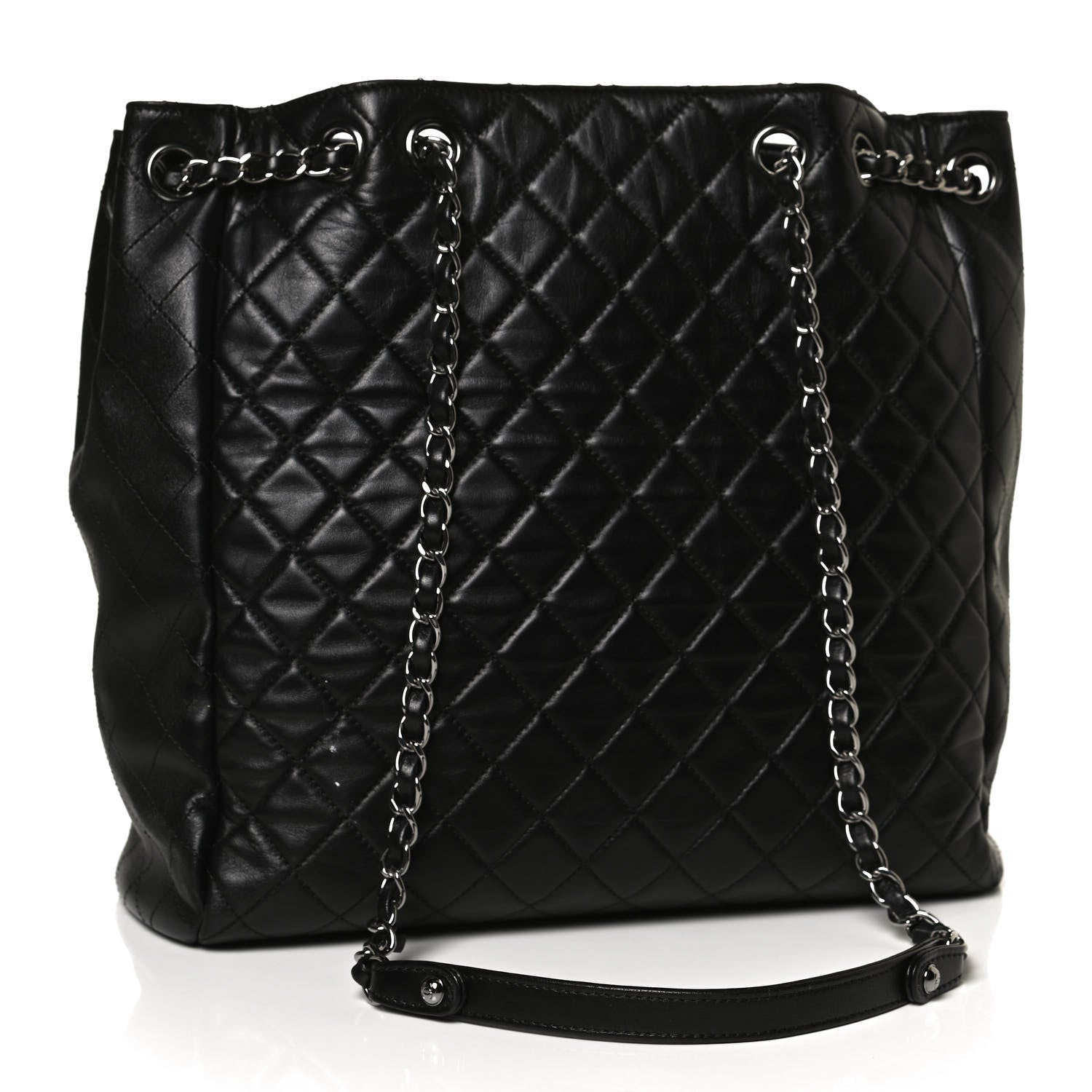 Chanel Lambskin Quilted Large Drawstring Bag Black 3 of 10