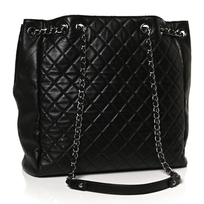 Chanel Lambskin Quilted Large Drawstring Bag Black 3 of 10