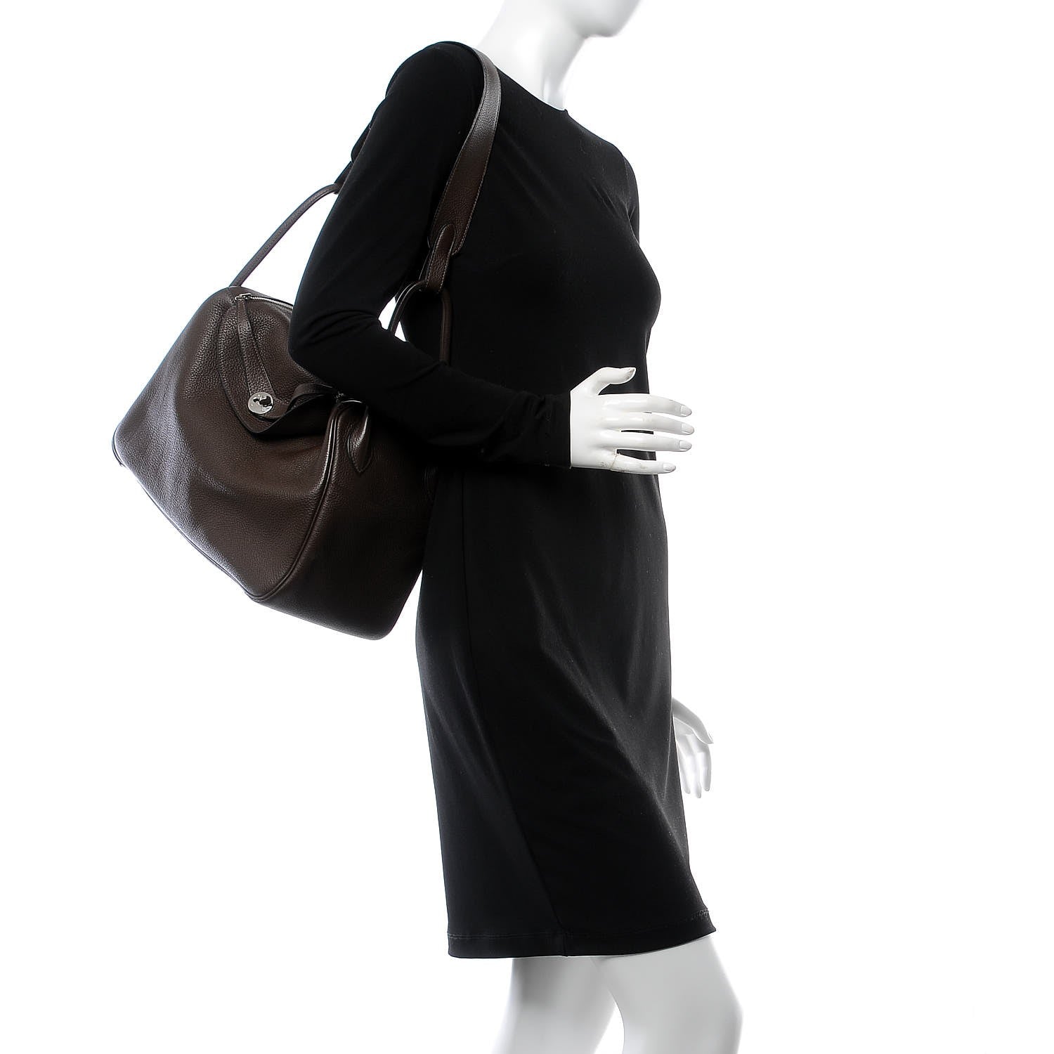 Hermes Taurillon Clemence Lindy 34 Chocolate 2 of 12