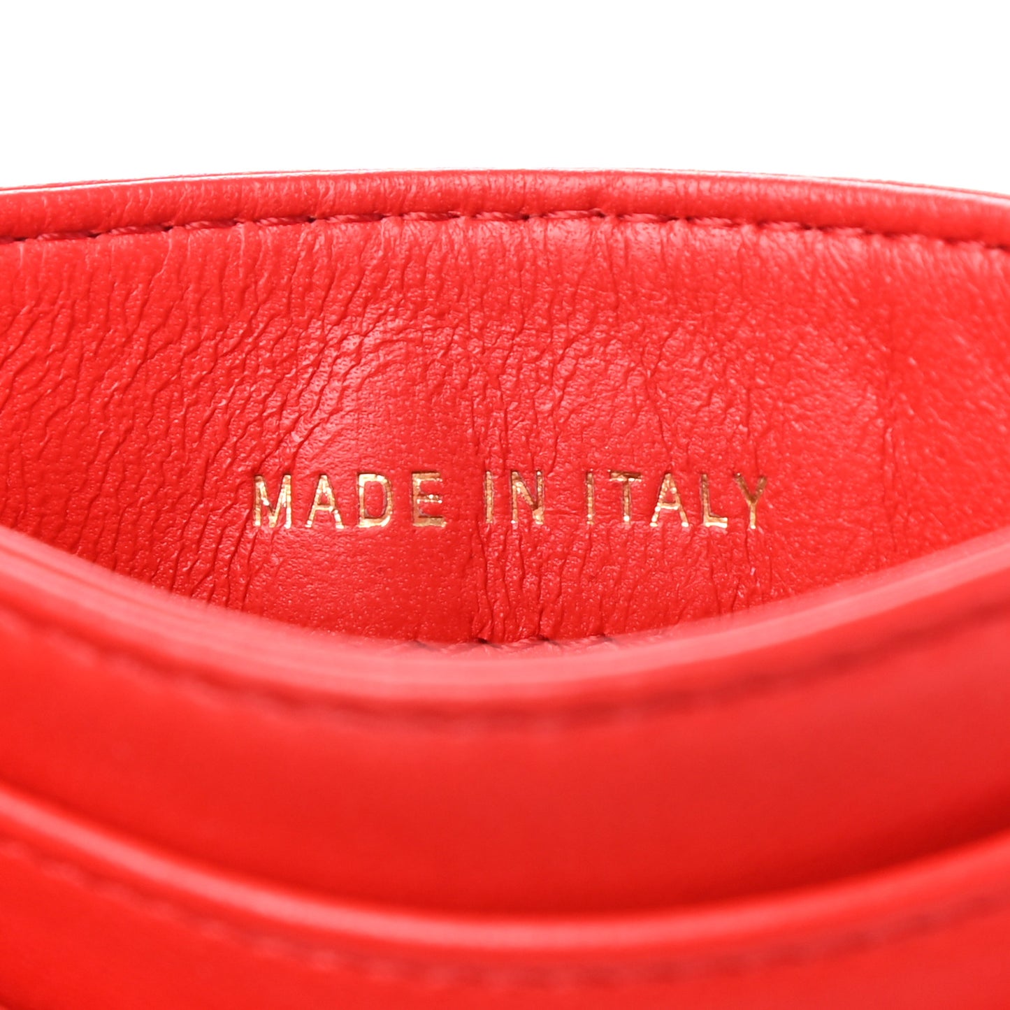 Lambskin Quilted Camellia Card Holder Red