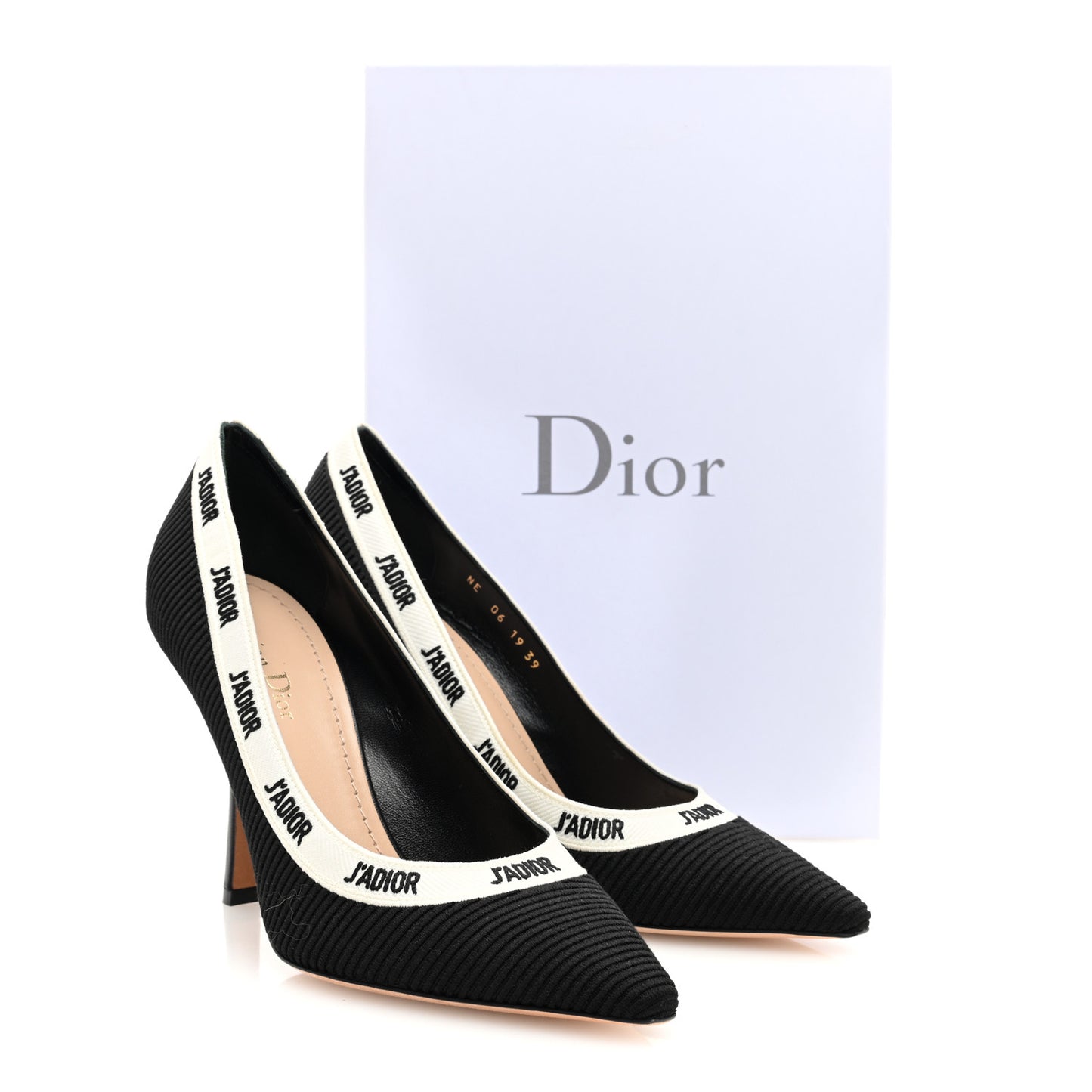 Technical Canvas Ribbon Embroidered J'Adior 100mm Pumps 39 Black