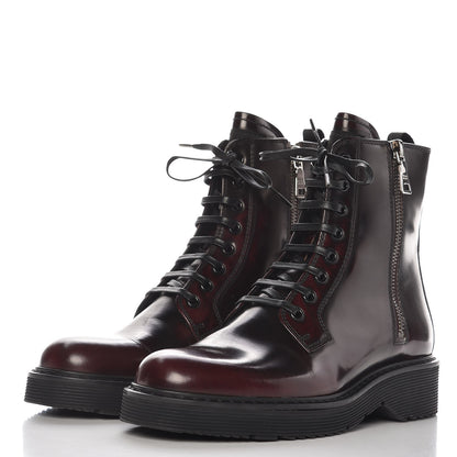 Prada Spazzolato Combat Boots 36 Granato Fume 3 of 10