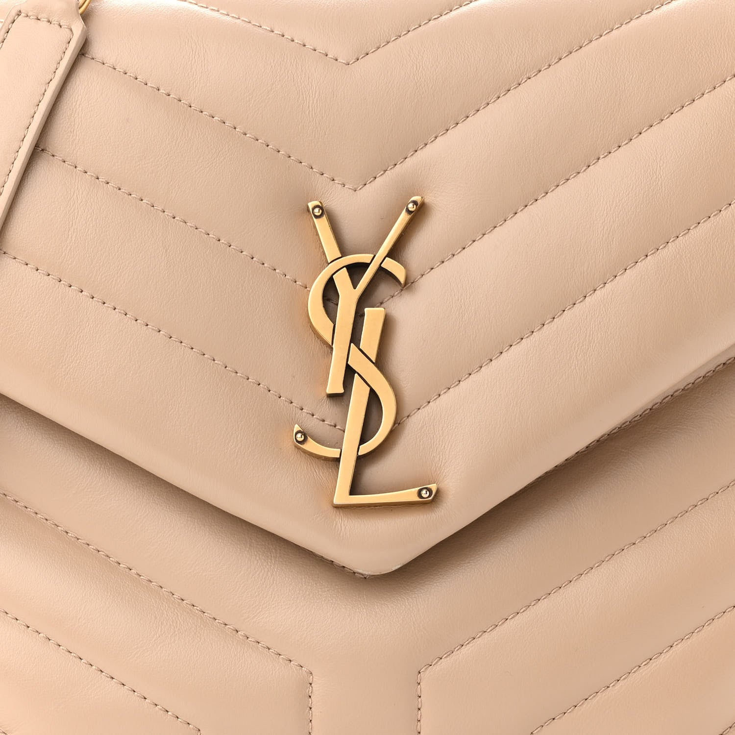 Saint Laurent Calfskin Y Quilted Monogram Medium Loulou Chain Satchel Dark Beige 6 of 9