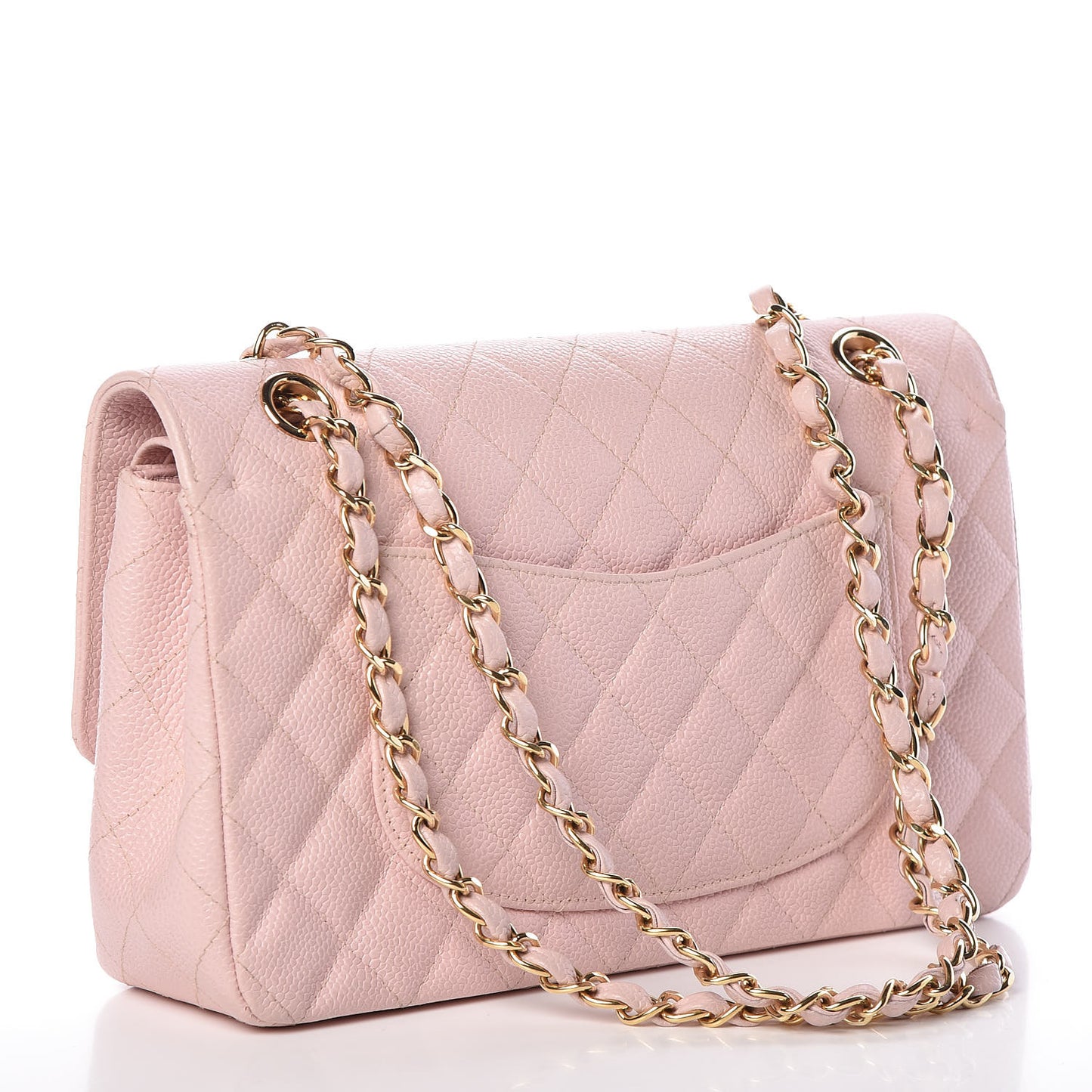 Caviar Quilted Medium Double Flap Pink